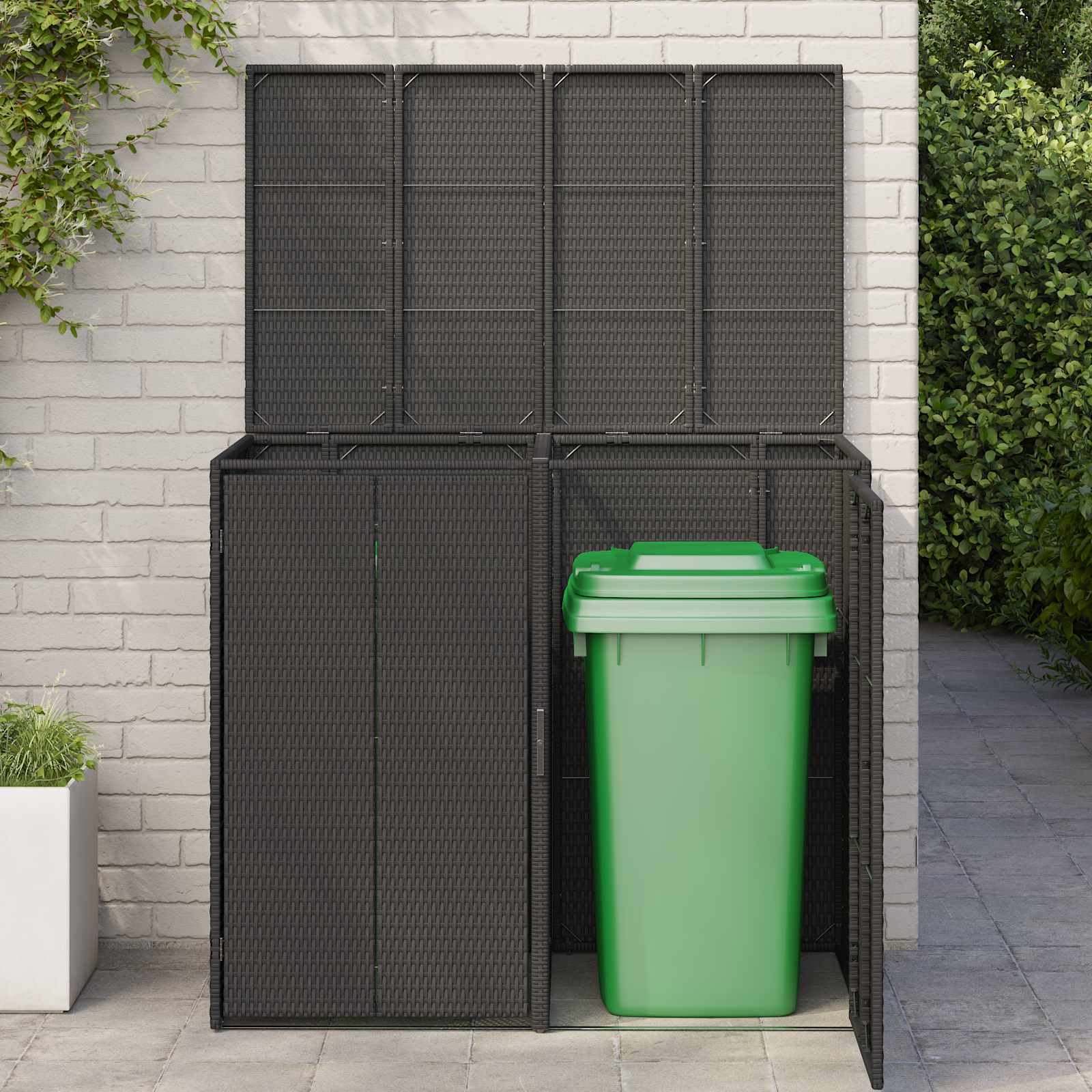 vidaXL Pojemnik na śmieci 2 pcs Czarny 130 x 80 x 115 cm Polietylen
