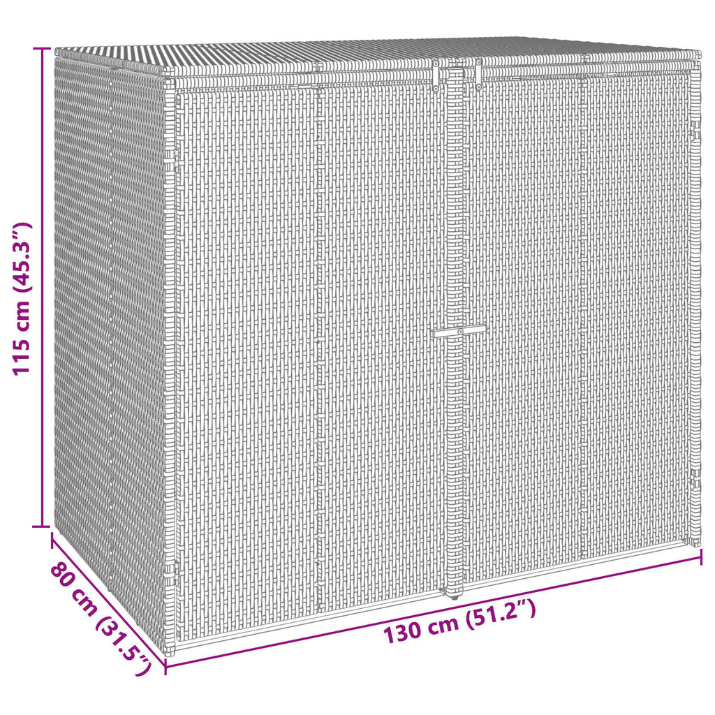 vidaXL Pojemnik na śmieci 2 pcs Czarny 130 x 80 x 115 cm Polietylen