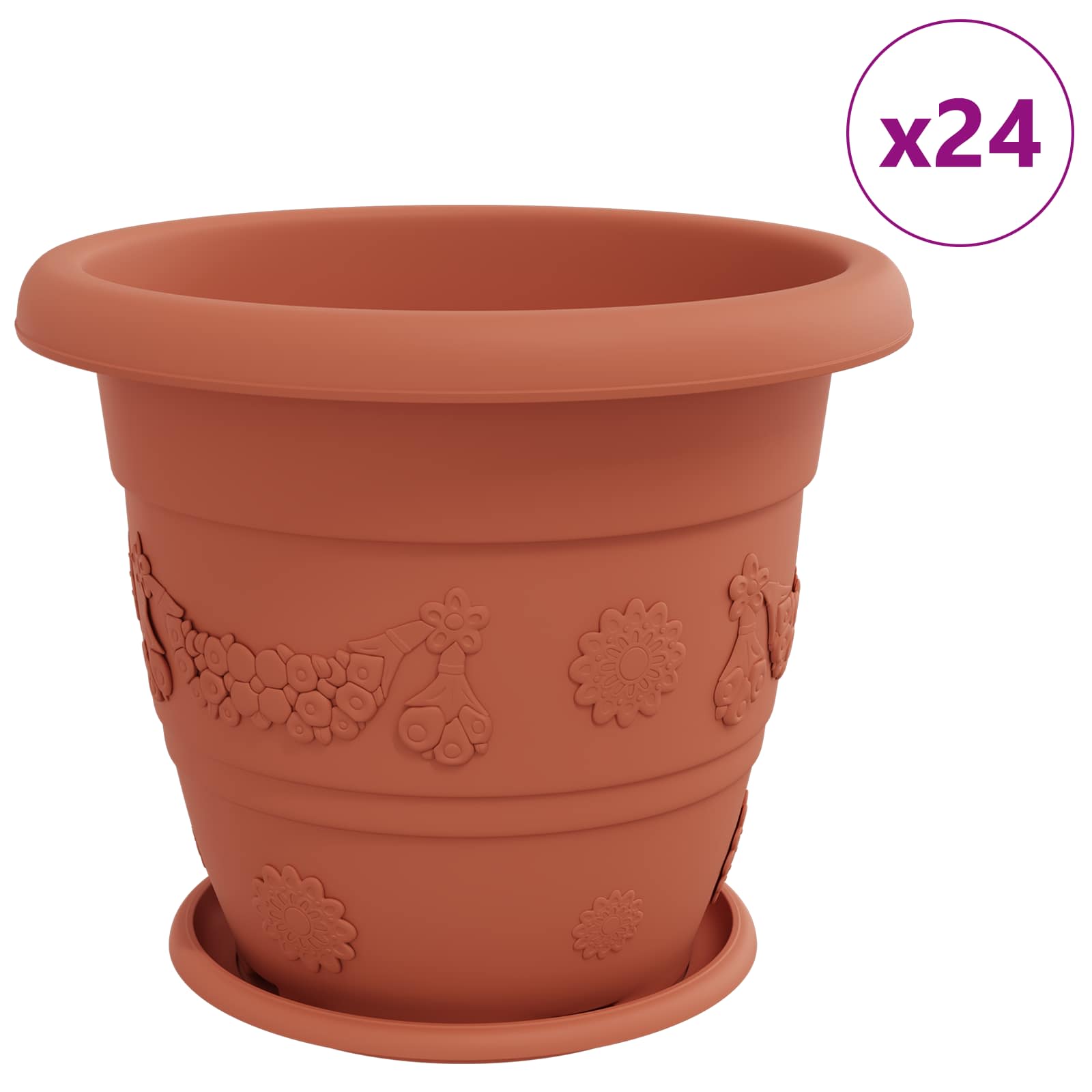 vidaXL Doniczki 24 pcs Czerwony ceglasty Ø 39 x 32 cm