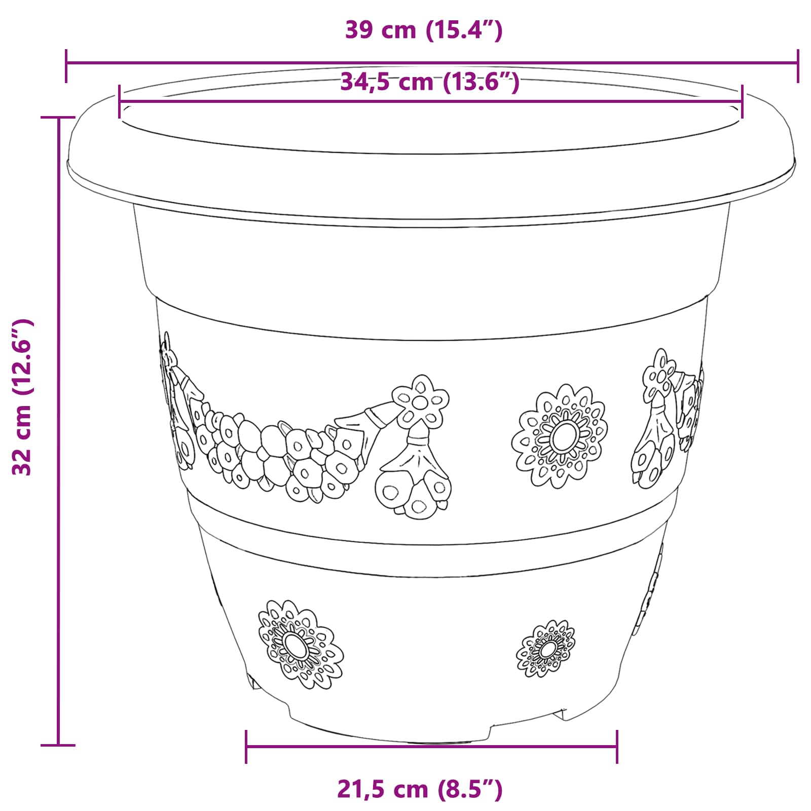 vidaXL Doniczki 24 pcs Czerwony ceglasty Ø 39 x 32 cm