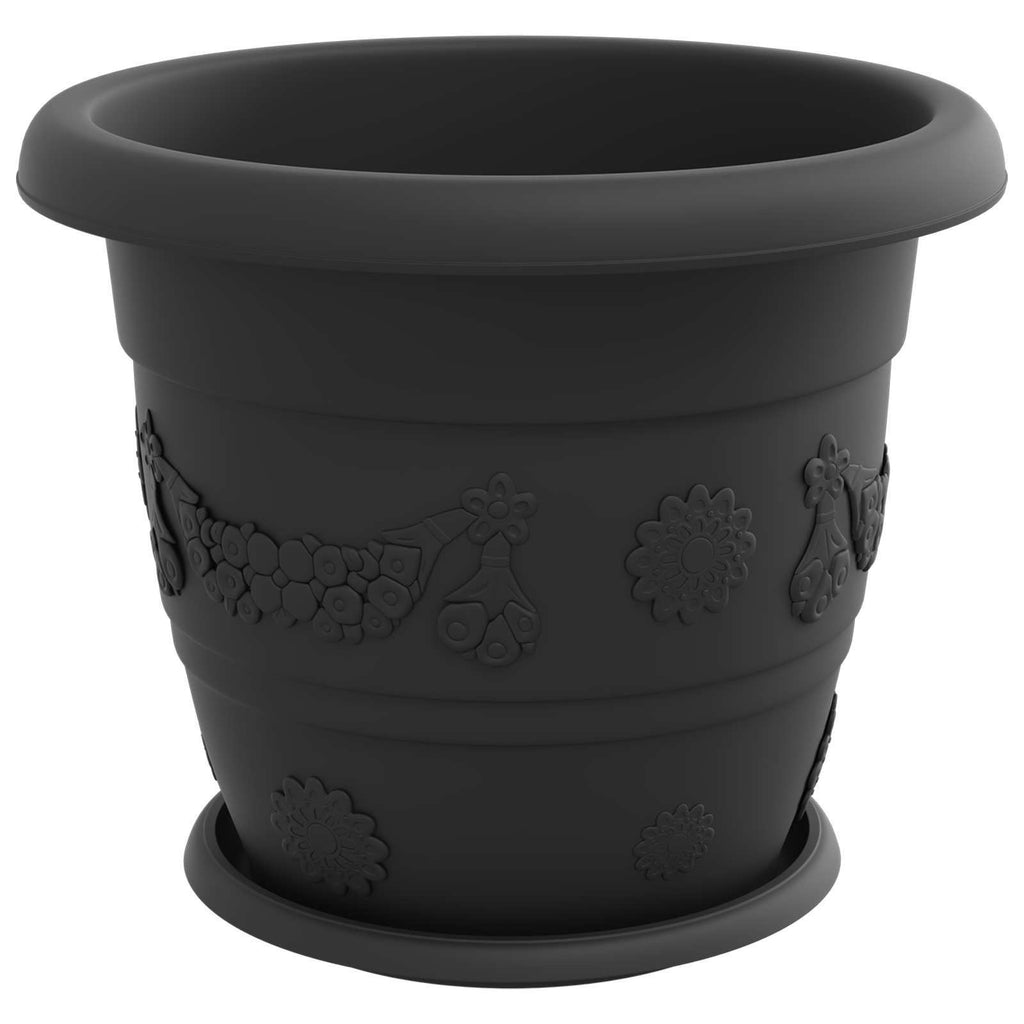 vidaXL Doniczki 24 pcs Czarny Ø 34 x 28 cm Z tworzywa sztucznego