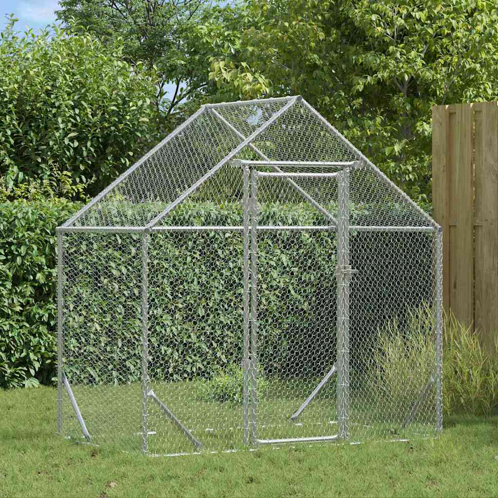vidaXL Klatka dla kur Srebrny 170 x 100 x 177 cm Stal Galwanizowana