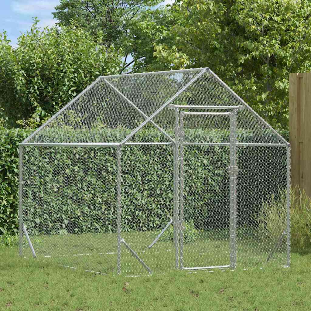 vidaXL Klatka dla kur Srebrny 200 x 170 x 177 cm Stal Galwanizowana