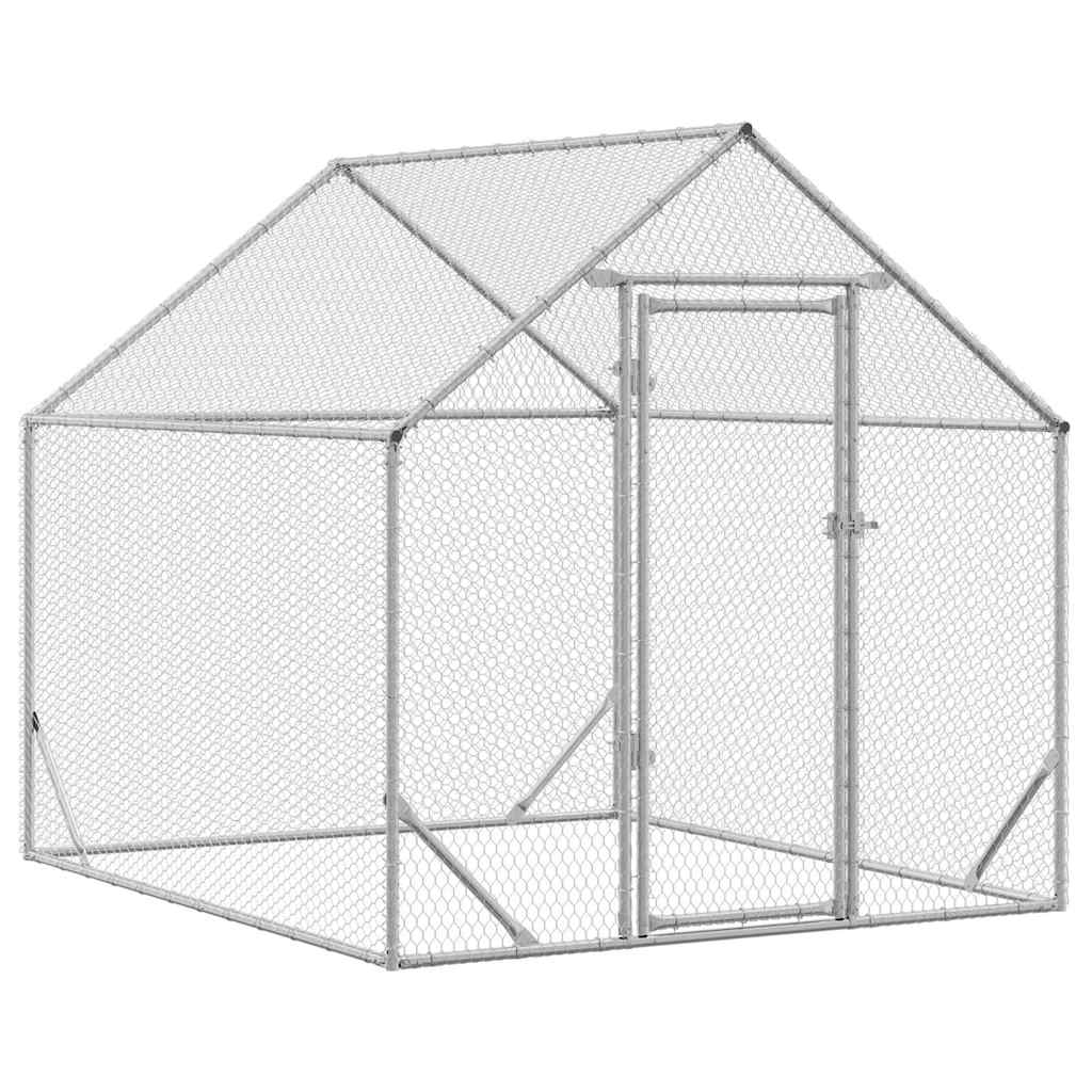 vidaXL Klatka dla kur Srebrny 200 x 170 x 177 cm Stal Galwanizowana