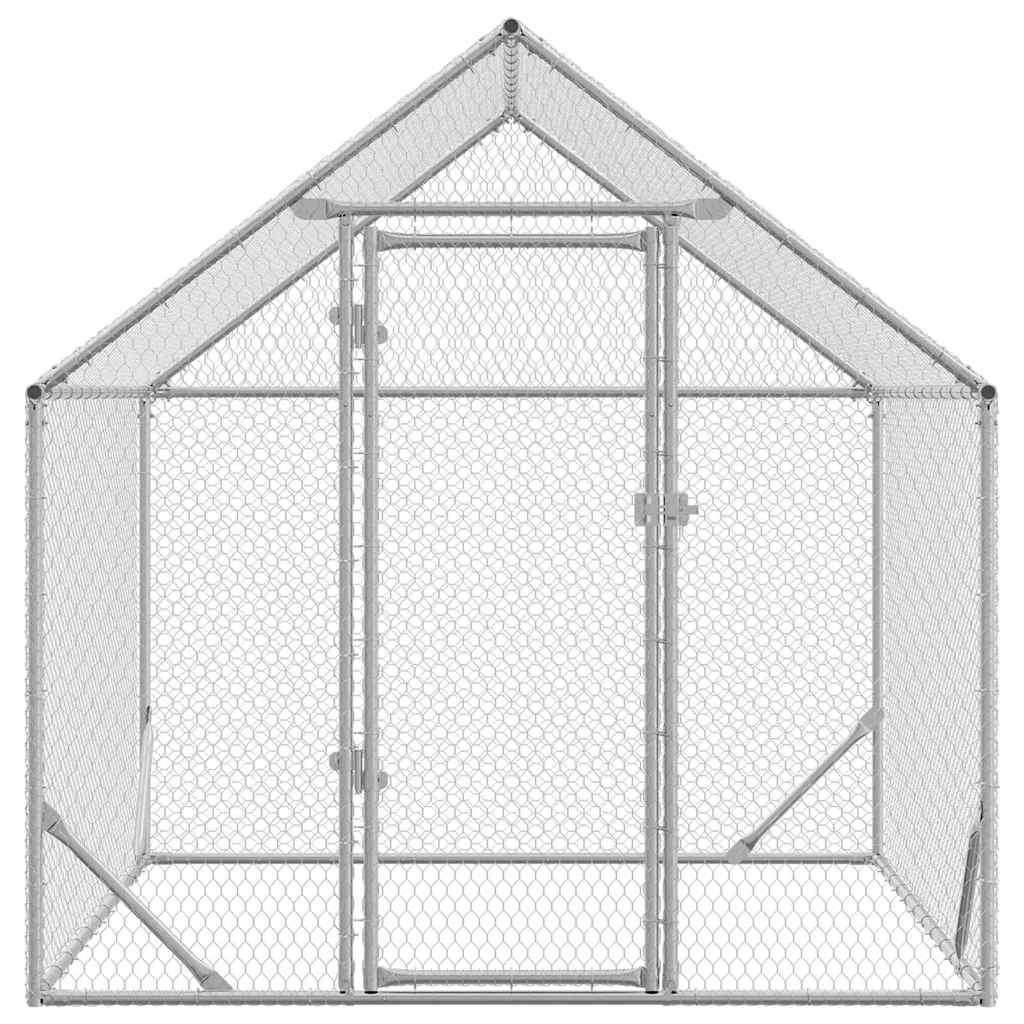 vidaXL Klatka dla kur Srebrny 200 x 170 x 177 cm Stal Galwanizowana
