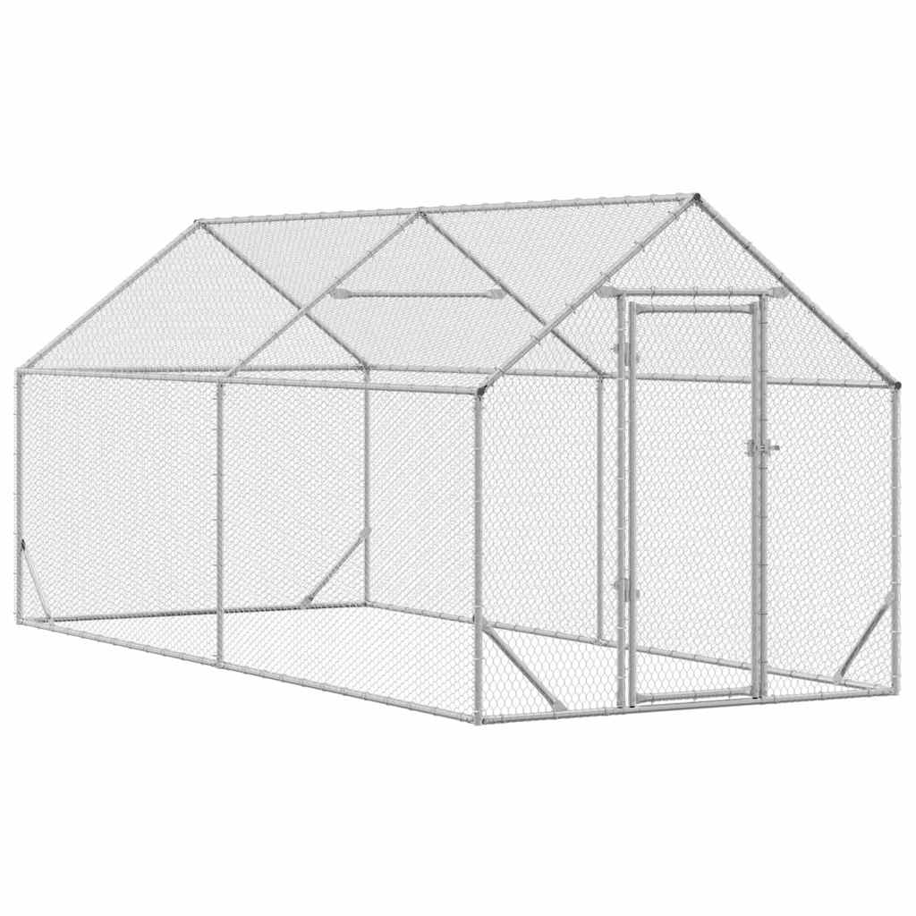 vidaXL Klatka dla kur Srebrny 400 x 170 x 177 cm Stal Galwanizowana