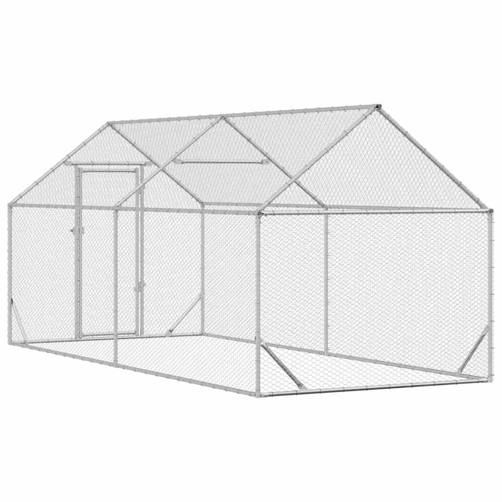 vidaXL Klatka dla kur Srebrny 400 x 170 x 177 cm Stal Galwanizowana
