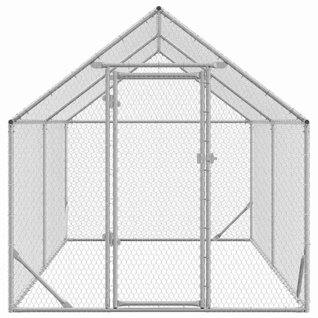 vidaXL Klatka dla kur Srebrny 400 x 170 x 177 cm Stal Galwanizowana