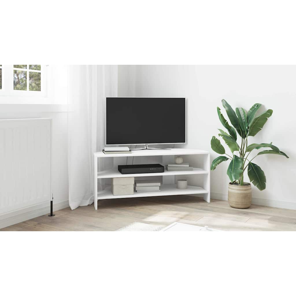 vidaXL RogowaSzafkanaTelewizor 102x40,5x45cm Biały Drewno inżynieryjne