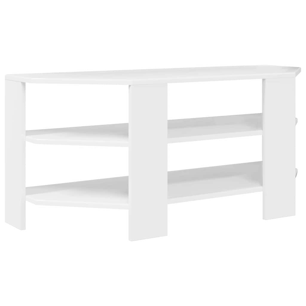 vidaXL RogowaSzafkanaTelewizor Błyszcząca biel 102x40,5x45cm
