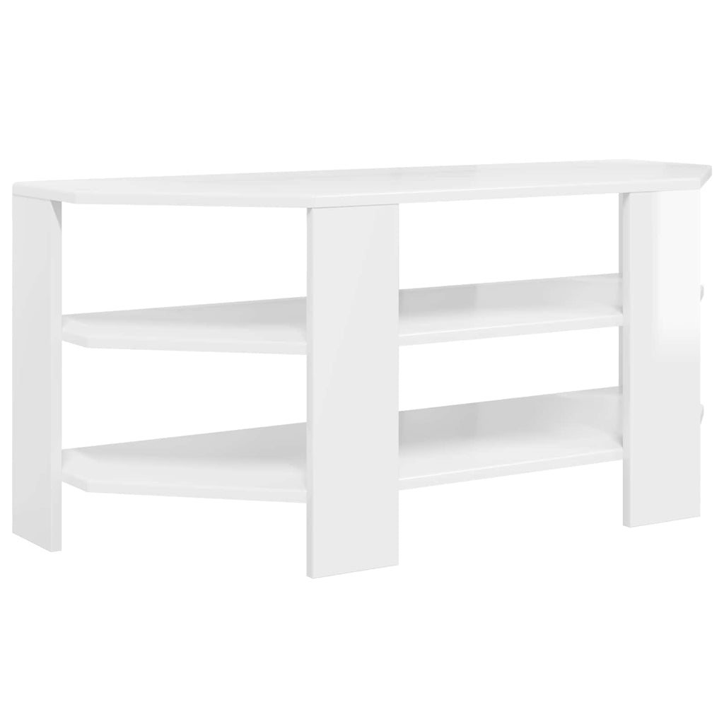 vidaXL RogowaSzafkanaTelewizor 102x40,5x45cm Błyszcząca biel
