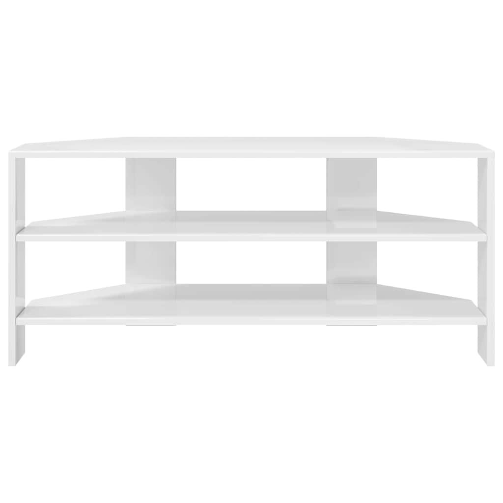 vidaXL RogowaSzafkanaTelewizor Błyszcząca biel 102x40,5x45cm