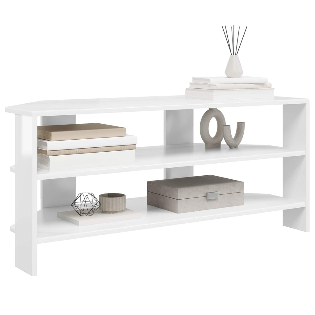 vidaXL RogowaSzafkanaTelewizor 102x40,5x45cm Błyszcząca biel