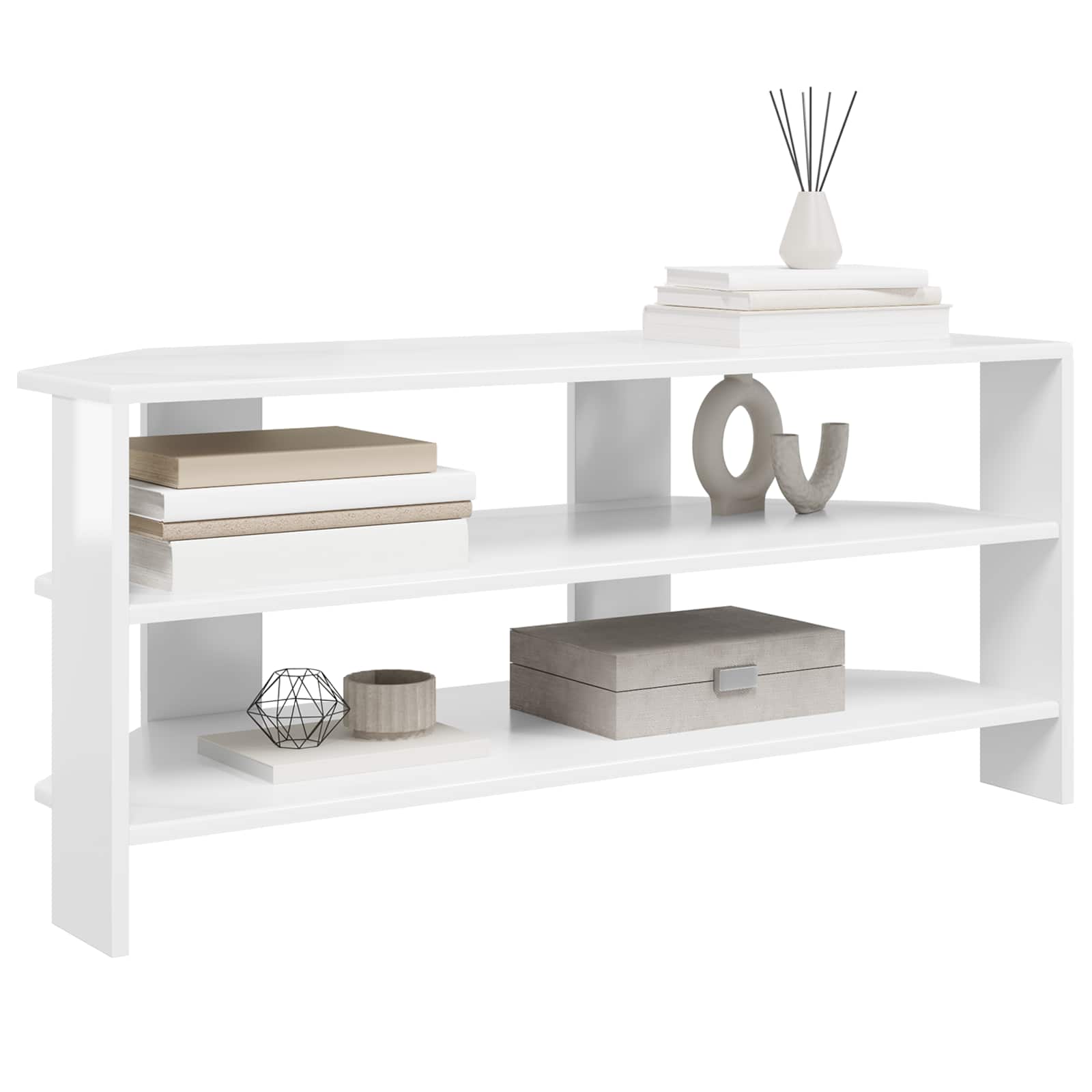 vidaXL RogowaSzafkanaTelewizor 102x40,5x45cm Błyszcząca biel