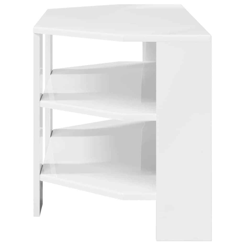 vidaXL RogowaSzafkanaTelewizor Błyszcząca biel 102x40,5x45cm