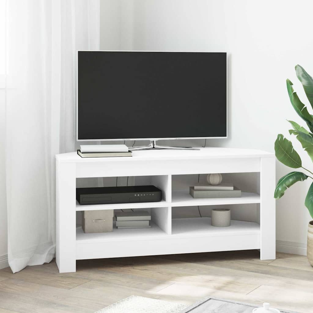 vidaXL RogowaSzafkanaTelewizor Biały 102 x 40,5 x 45 cm