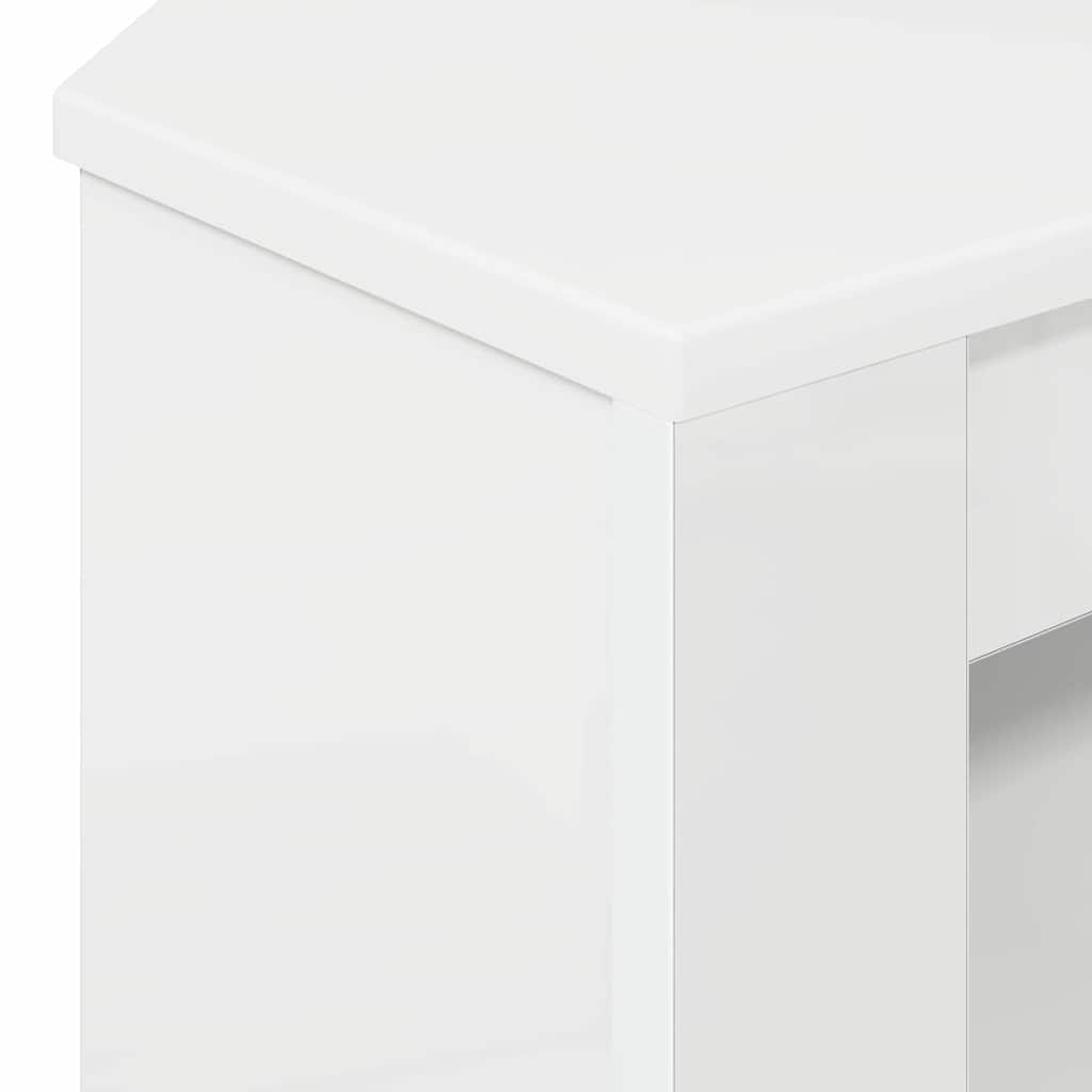 vidaXL RogowaSzafkanaTelewizor Błyszcząca biel 102 x 40,5 x 45 cm