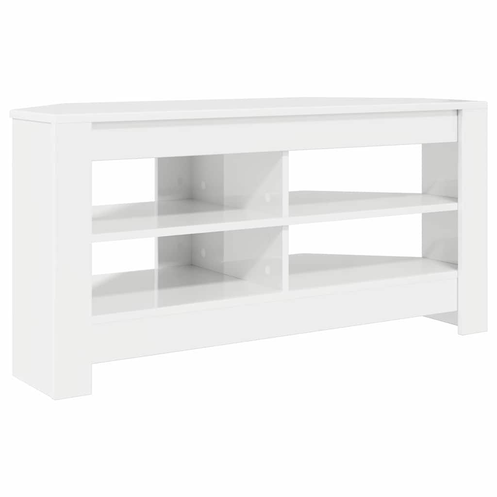 vidaXL RogowaSzafkanaTelewizor Błyszcząca biel 102 x 40,5 x 45 cm