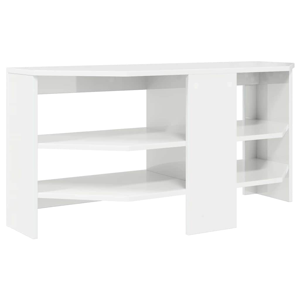 vidaXL RogowaSzafkanaTelewizor Błyszcząca biel 102 x 40,5 x 45 cm
