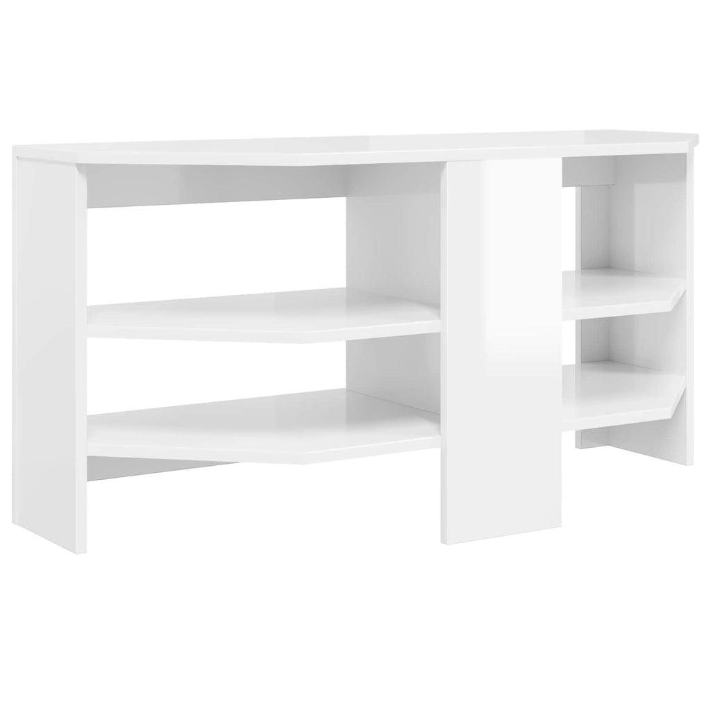 vidaXL RogowaSzafkanaTelewizor 102 x 40,5 x 45 cm Błyszcząca biel