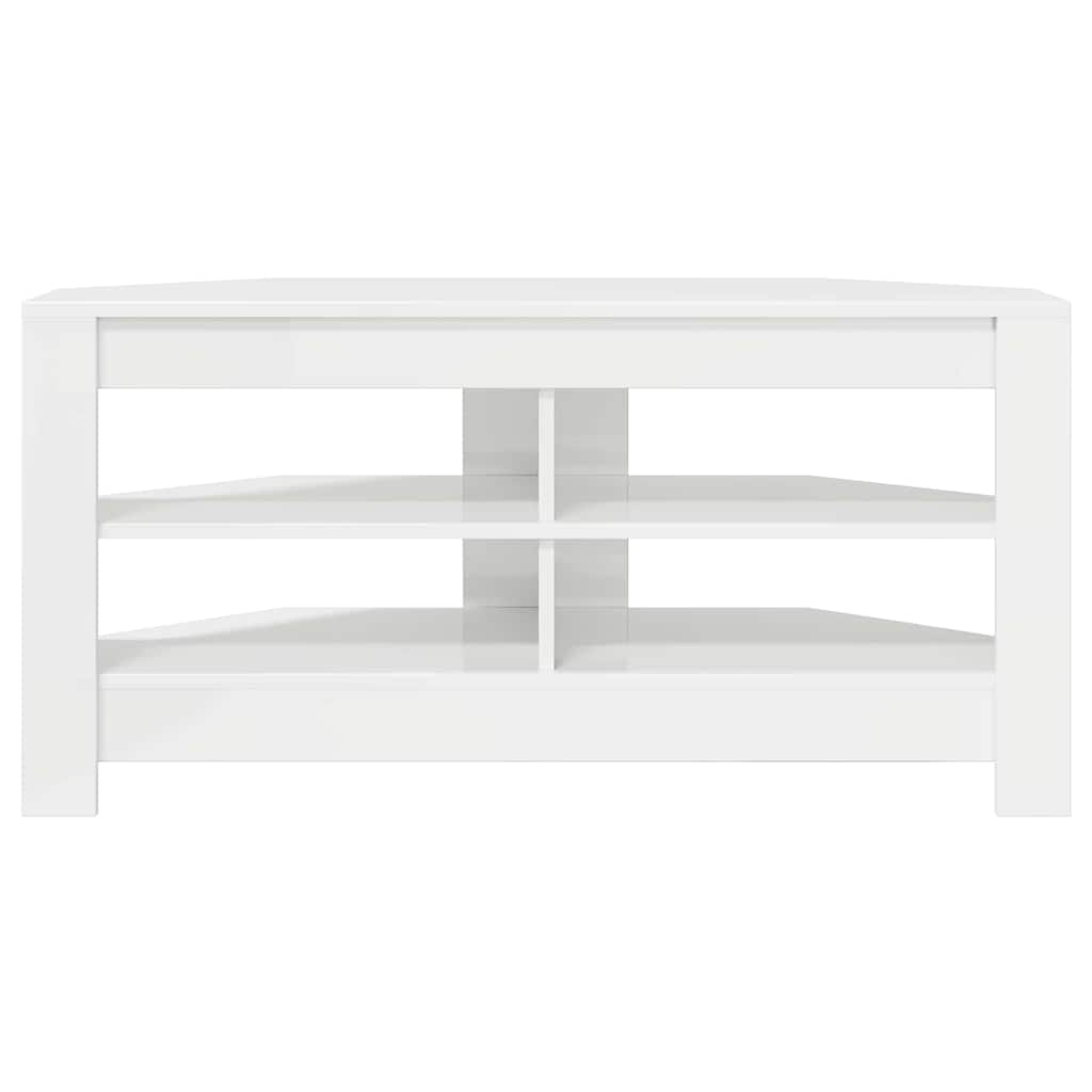 vidaXL RogowaSzafkanaTelewizor Błyszcząca biel 102 x 40,5 x 45 cm