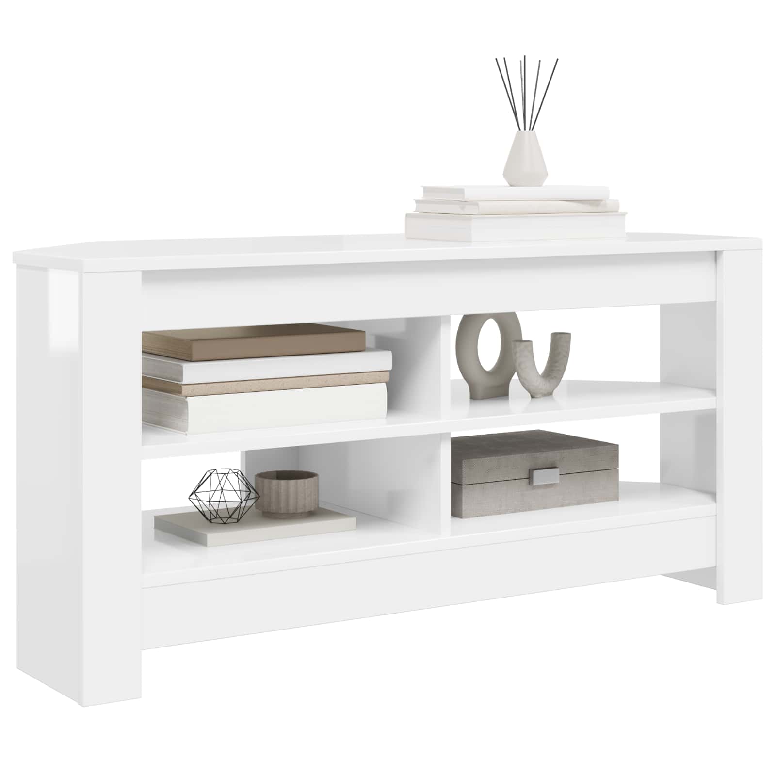 vidaXL RogowaSzafkanaTelewizor 102 x 40,5 x 45 cm Błyszcząca biel