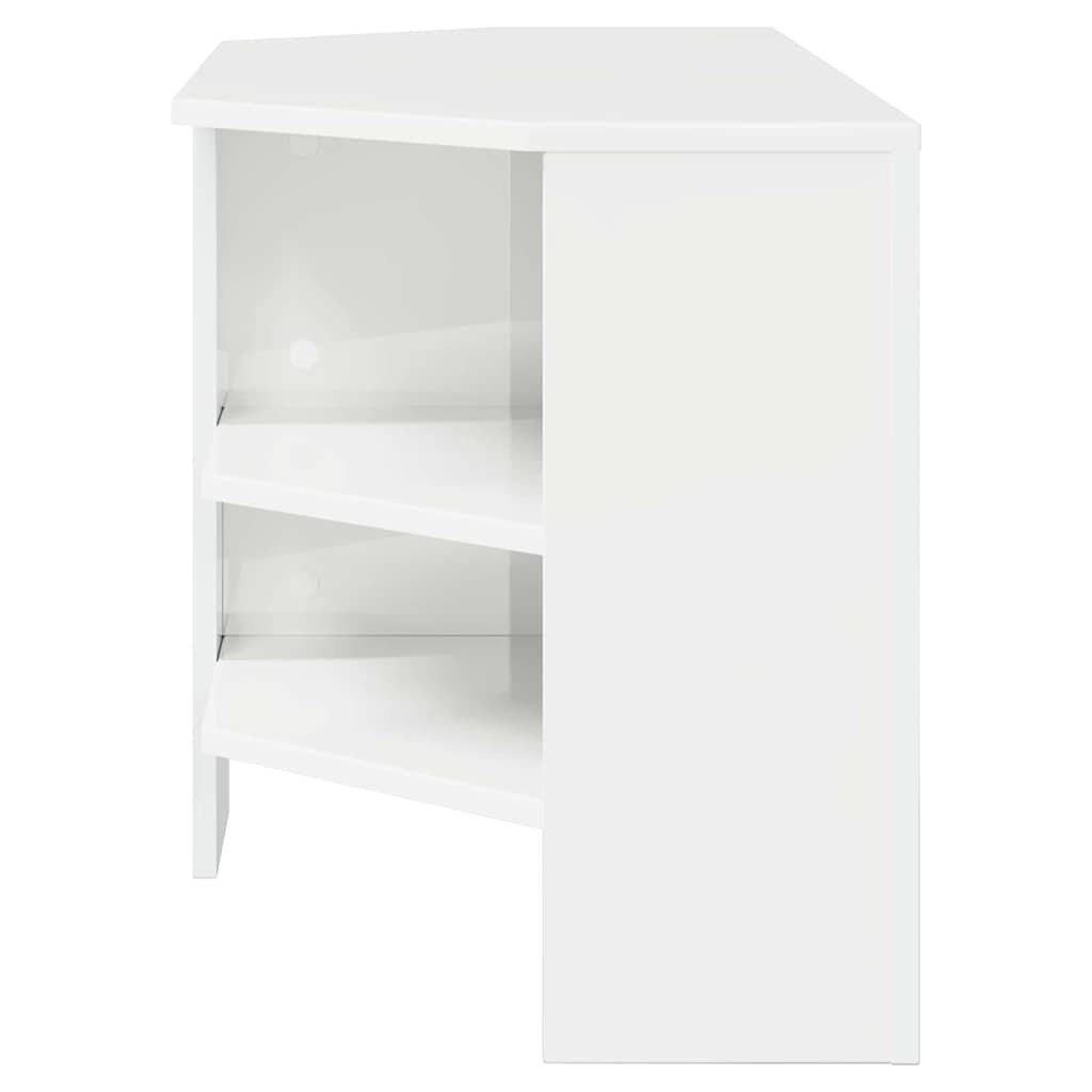 vidaXL RogowaSzafkanaTelewizor Błyszcząca biel 102 x 40,5 x 45 cm