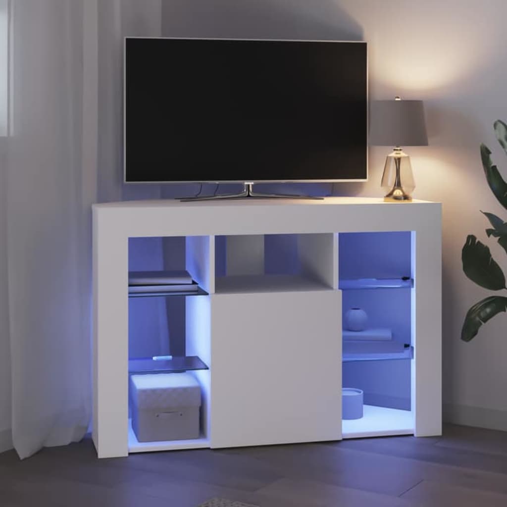 vidaXL Kątowa szafka LED pod telewizor Biały 100x40x68cm