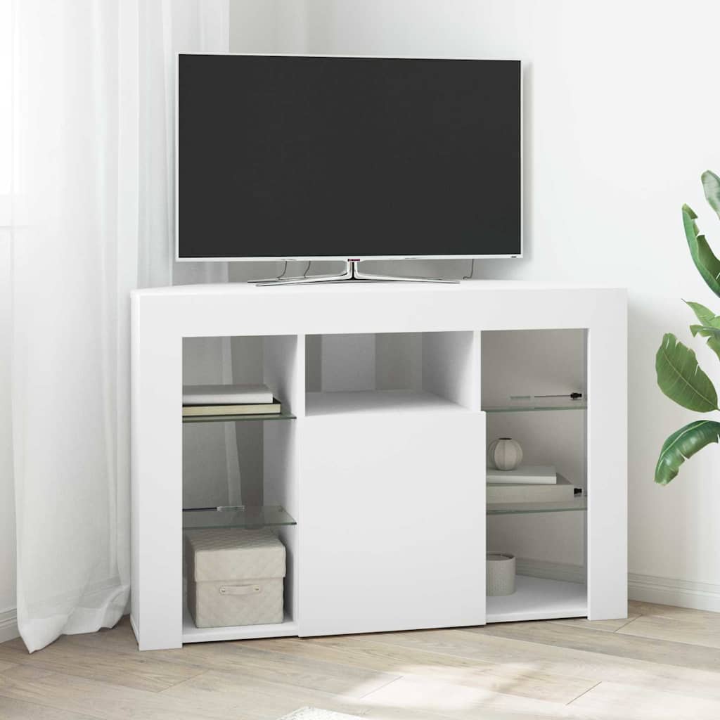 vidaXL Kątowa szafka LED pod telewizor Biały 100x40x68cm