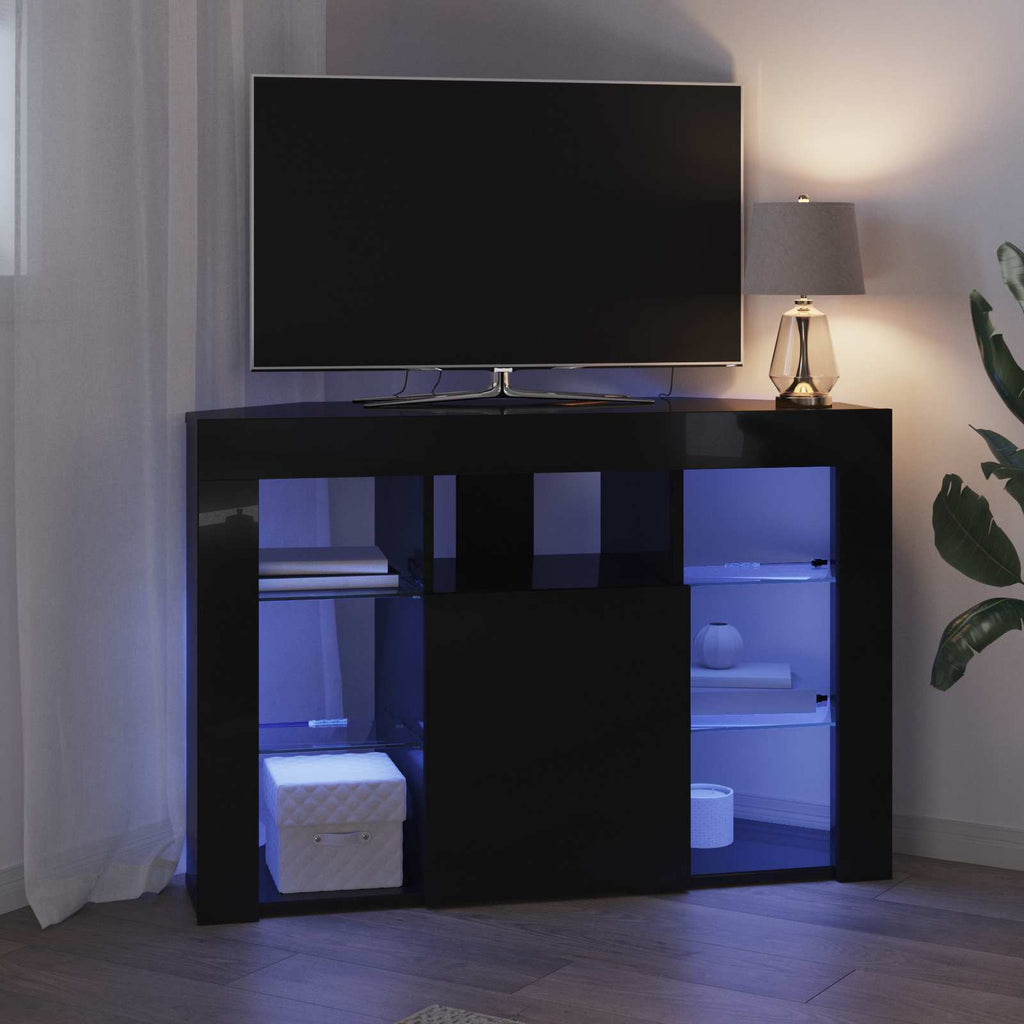 vidaXL Kątowa szafka LED pod telewizor 100x40x68cm Czarny