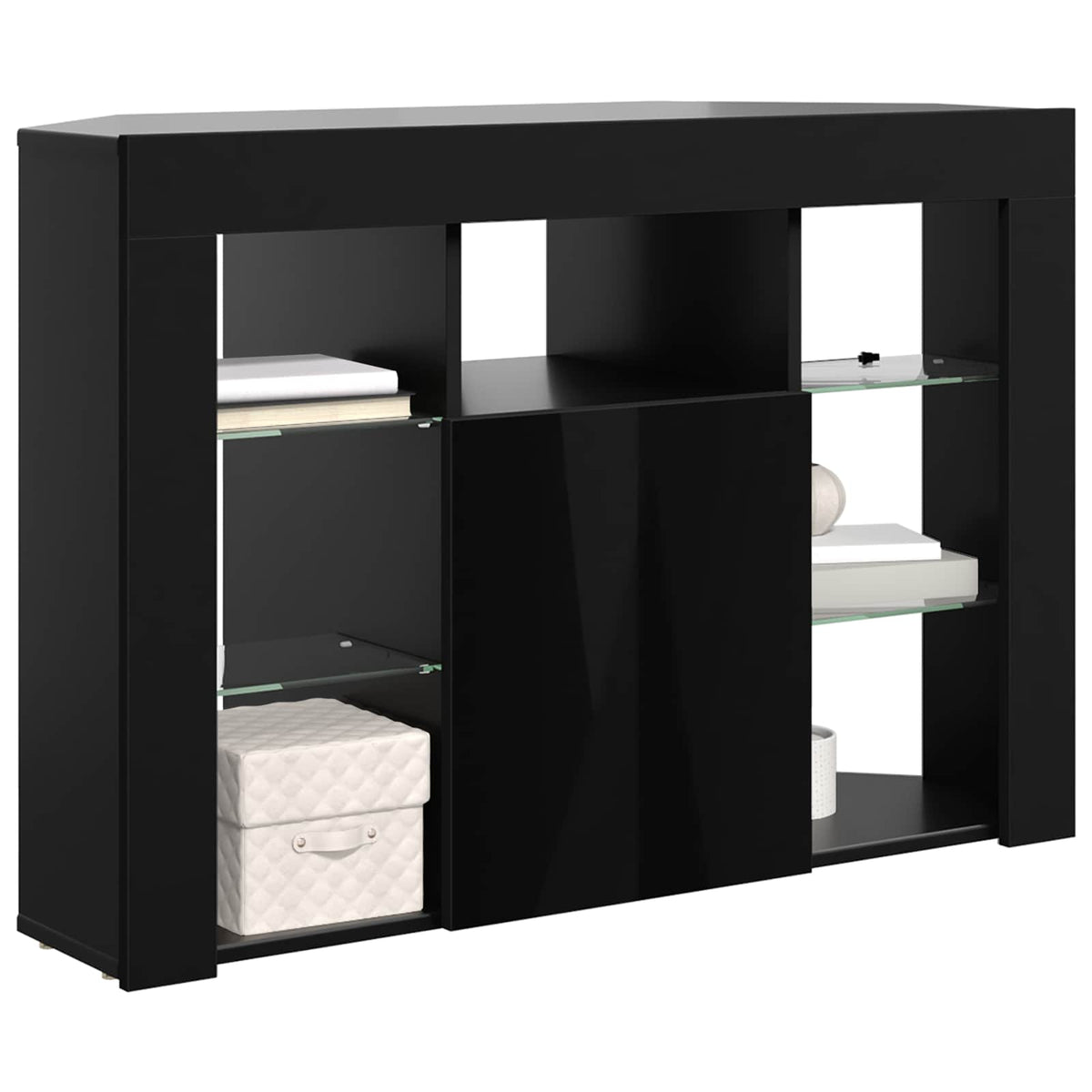 vidaXL Kątowa szafka LED pod telewizor 100x40x68cm Czarny