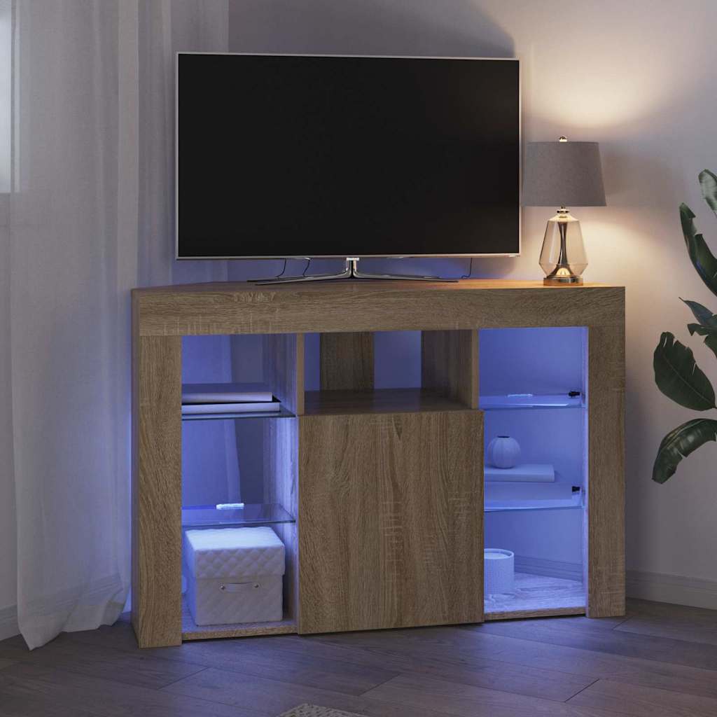 vidaXL Kątowa szafka LED pod telewizor Dąb Sonoma 100x40x68cm