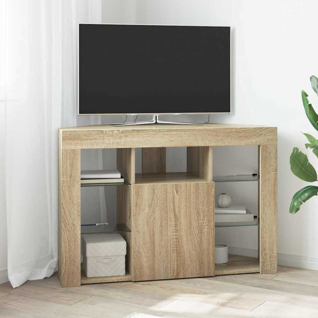 vidaXL Kątowa szafka LED pod telewizor Dąb Sonoma 100x40x68cm