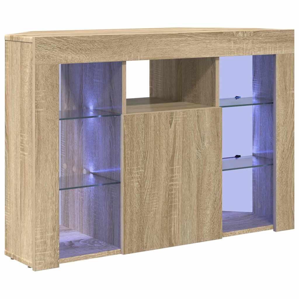 vidaXL Kątowa szafka LED pod telewizor Dąb Sonoma 100x40x68cm