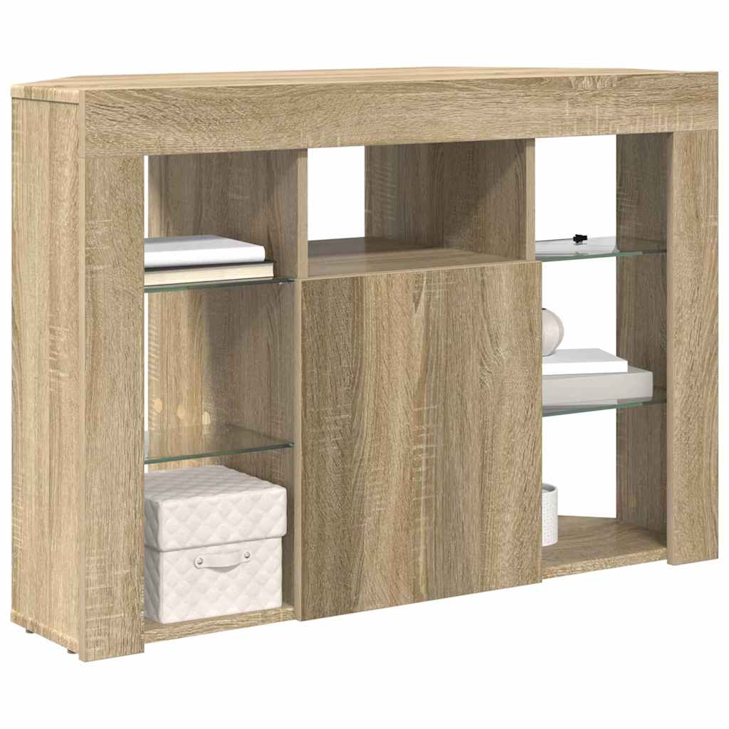vidaXL Kątowa szafka LED pod telewizor Dąb Sonoma 100x40x68cm