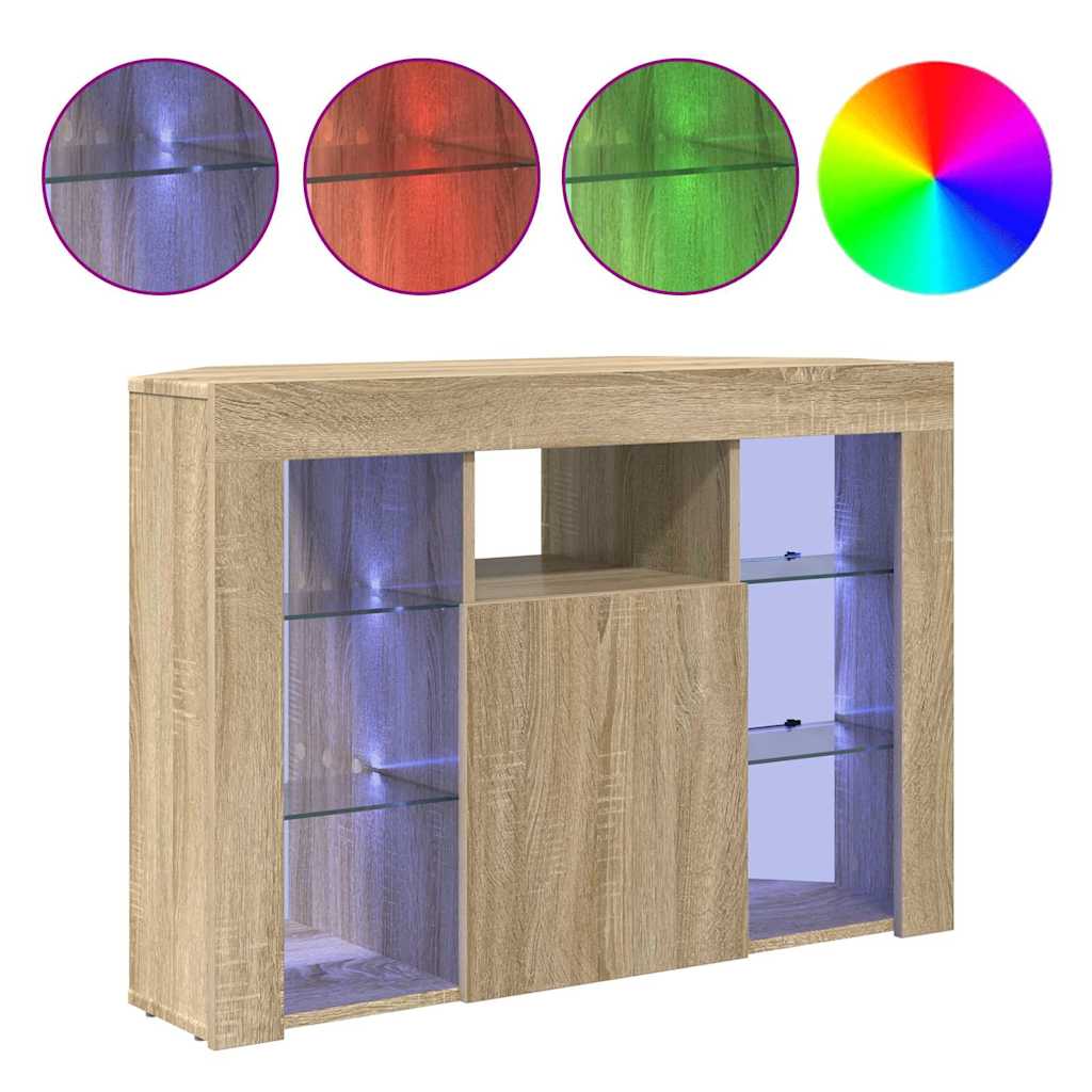 vidaXL Kątowa szafka LED pod telewizor Dąb Sonoma 100x40x68cm