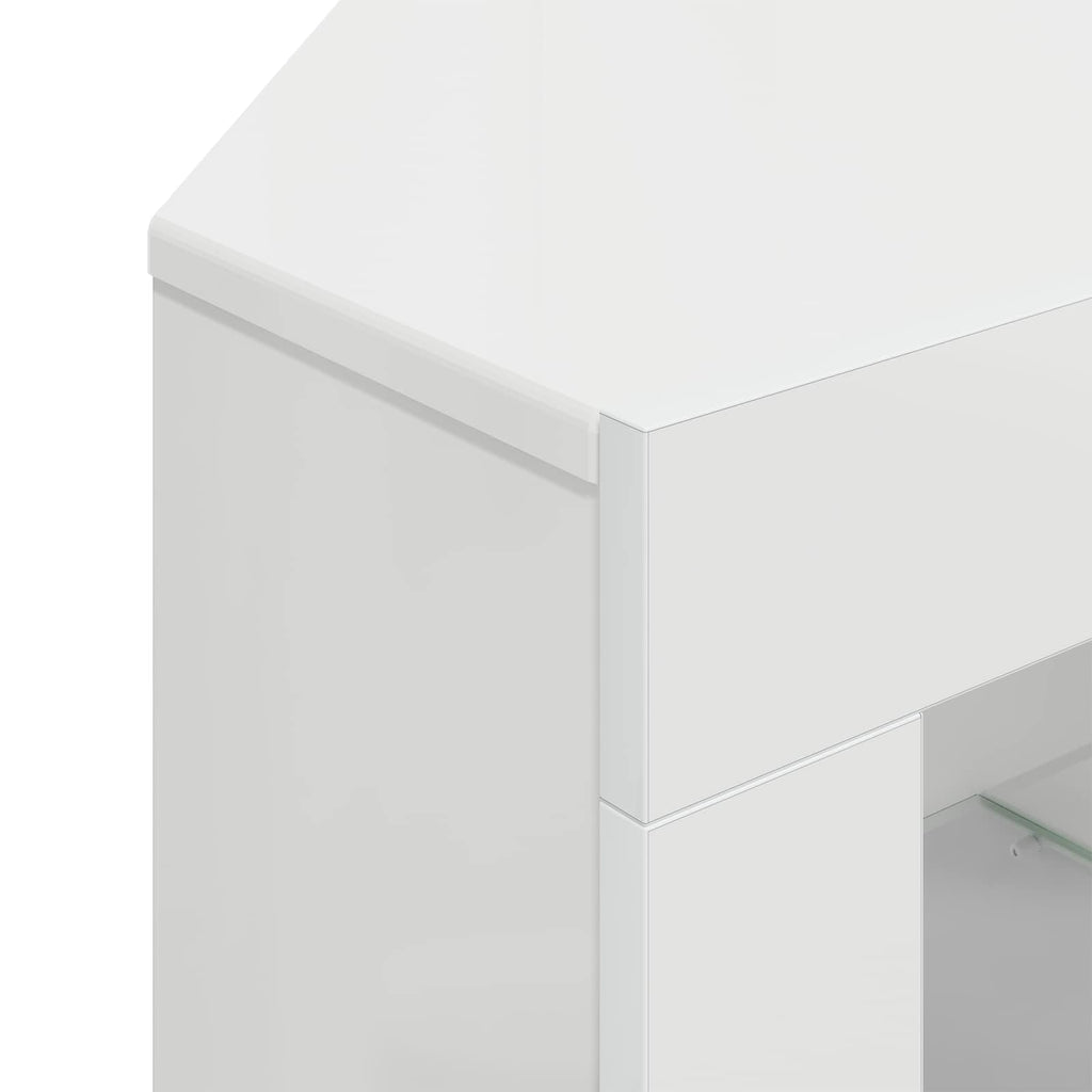 vidaXL Kątowa szafka LED pod telewizor Błyszcząca biel 100x40x68cm