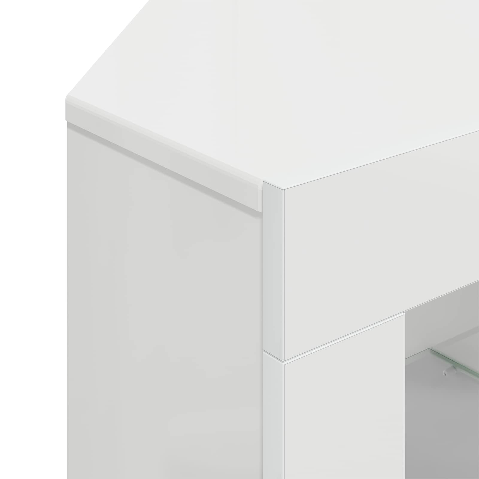 vidaXL Kątowa szafka LED pod telewizor Błyszcząca biel 100x40x68cm