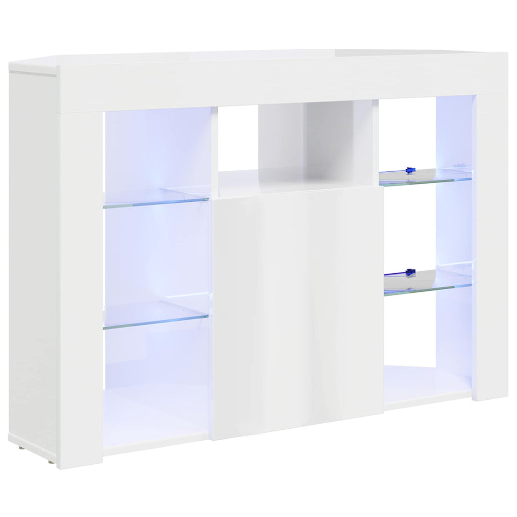 vidaXL Kątowa szafka LED pod telewizor Błyszcząca biel 100x40x68cm