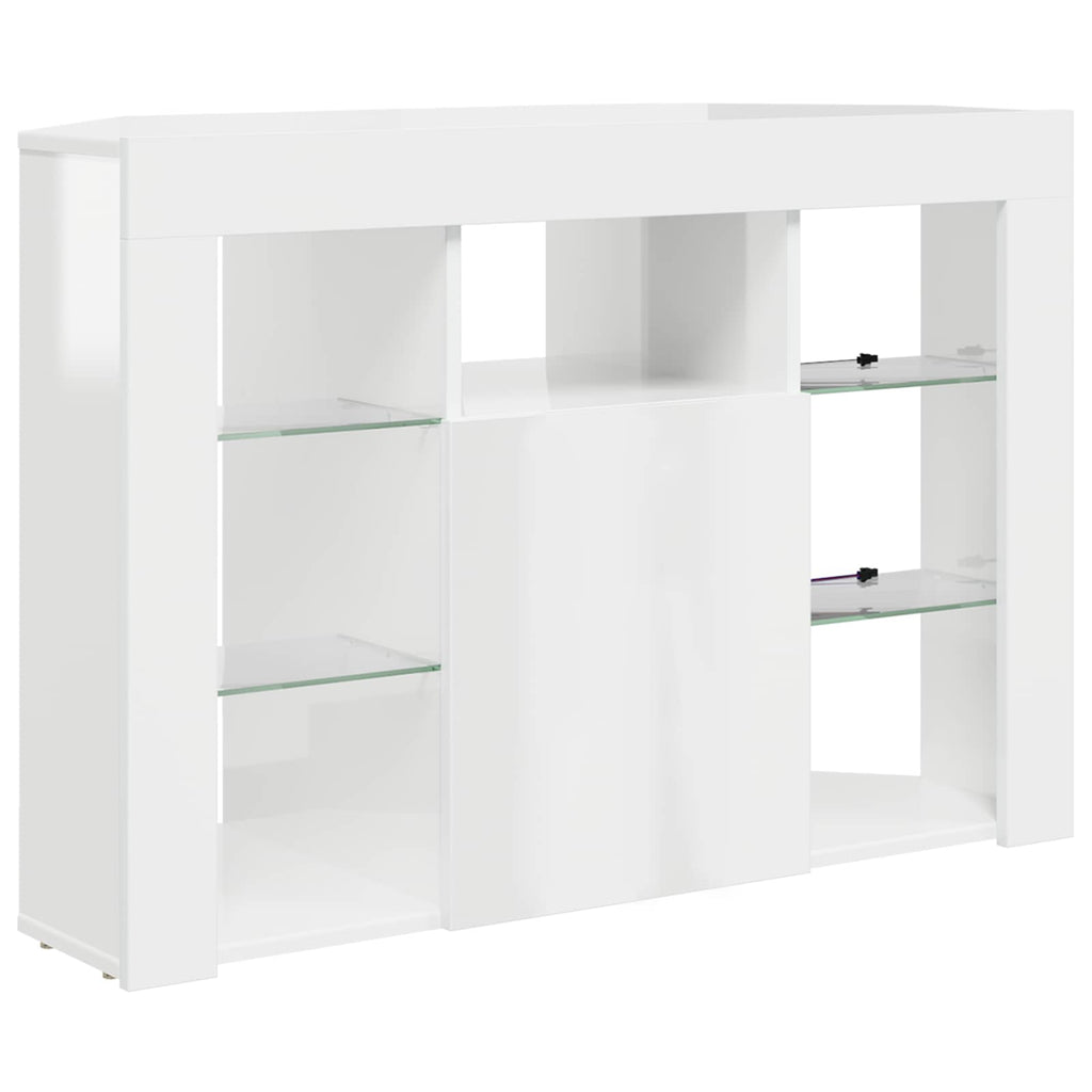 vidaXL Kątowa szafka LED pod telewizor Błyszcząca biel 100x40x68cm