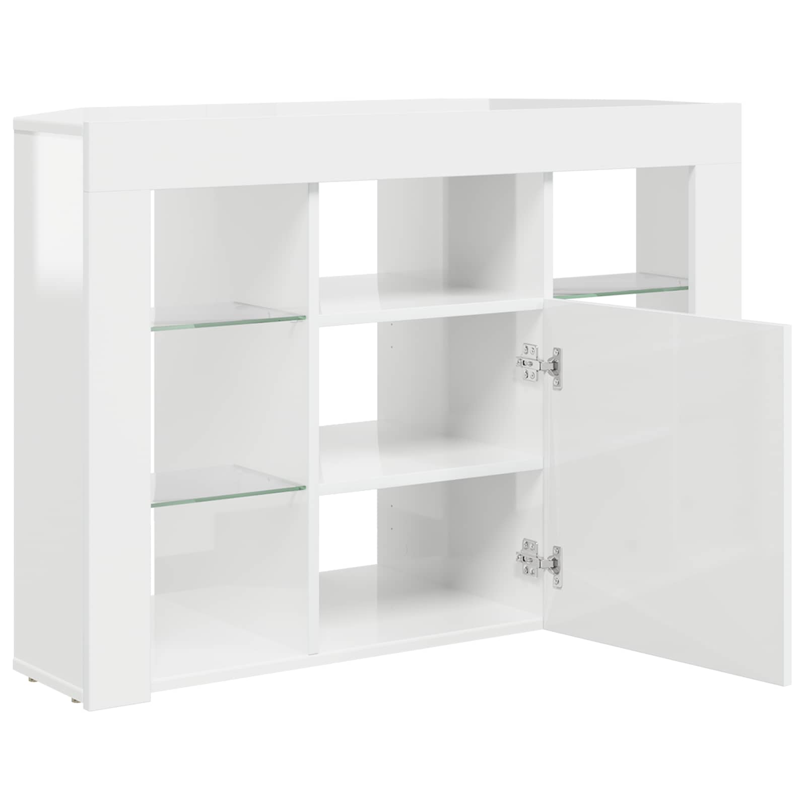 vidaXL Kątowa szafka LED pod telewizor Błyszcząca biel 100x40x68cm