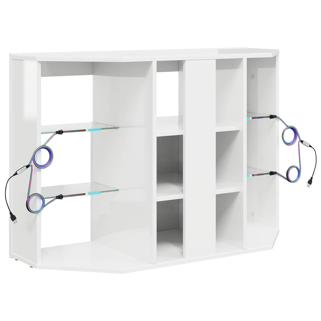 vidaXL Kątowa szafka LED pod telewizor Błyszcząca biel 100x40x68cm
