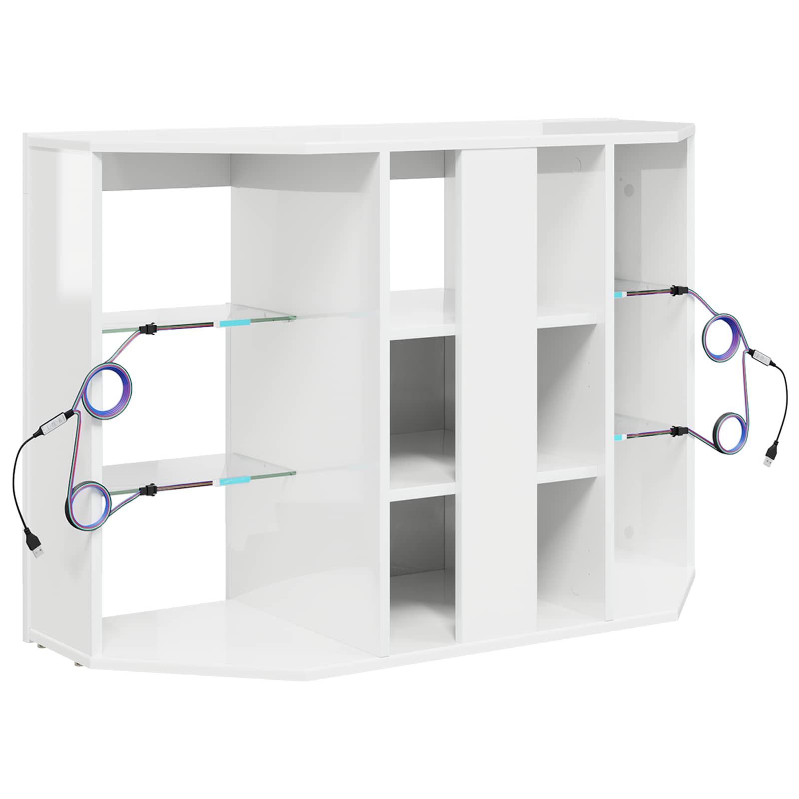 vidaXL Kątowa szafka LED pod telewizor Błyszcząca biel 100x40x68cm