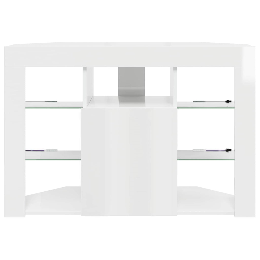 vidaXL Kątowa szafka LED pod telewizor Błyszcząca biel 100x40x68cm