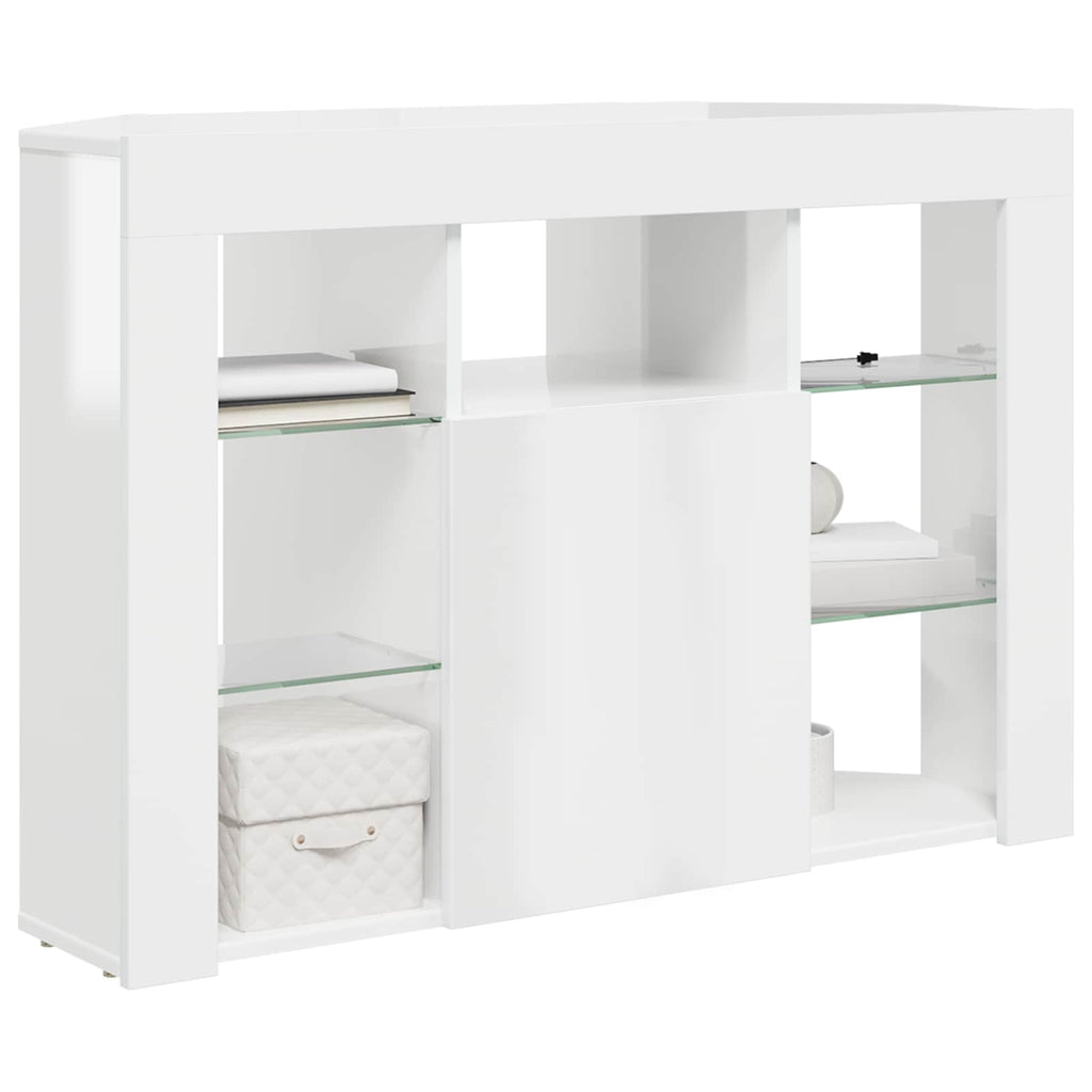 vidaXL Kątowa szafka LED pod telewizor Błyszcząca biel 100x40x68cm