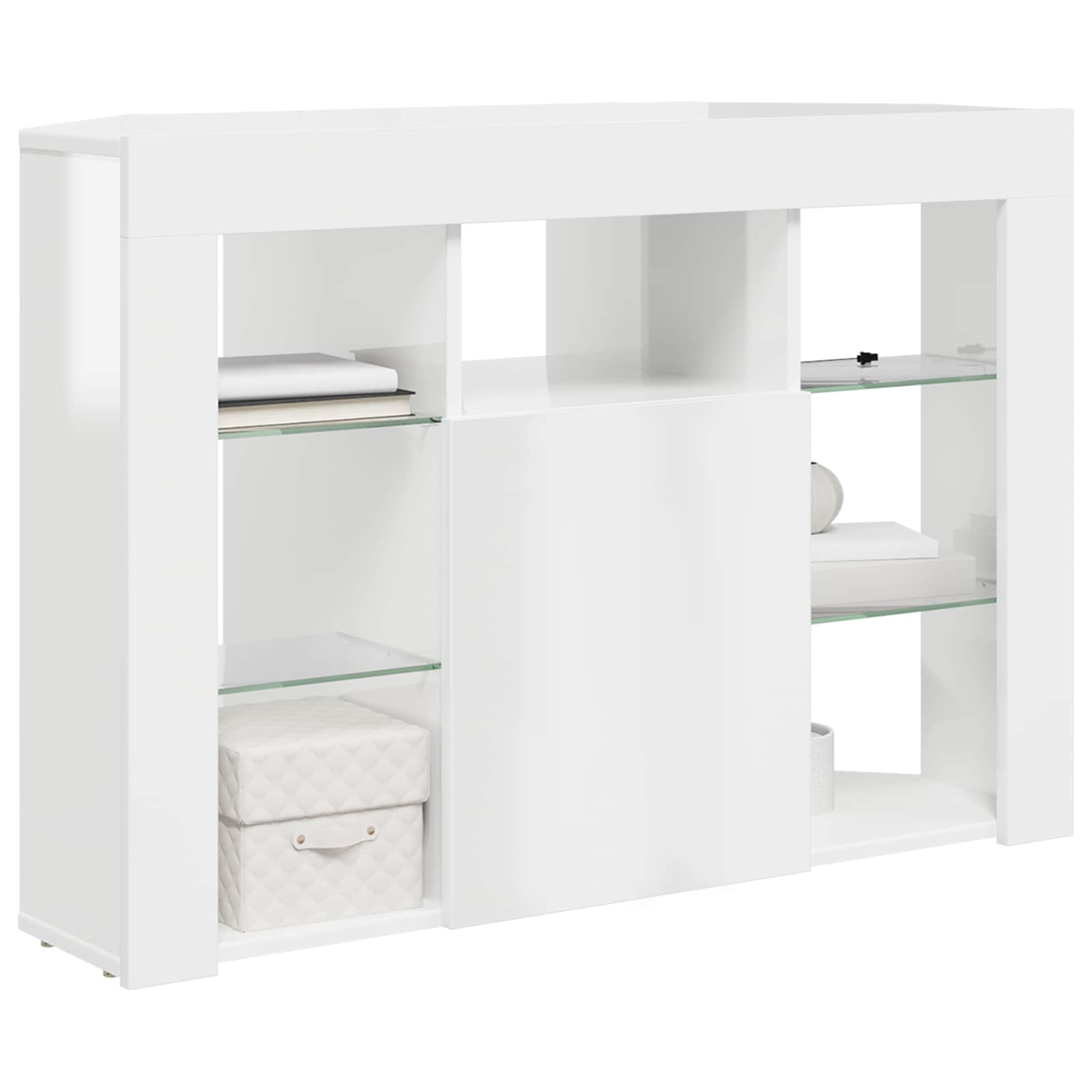 vidaXL Kątowa szafka LED pod telewizor Błyszcząca biel 100x40x68cm