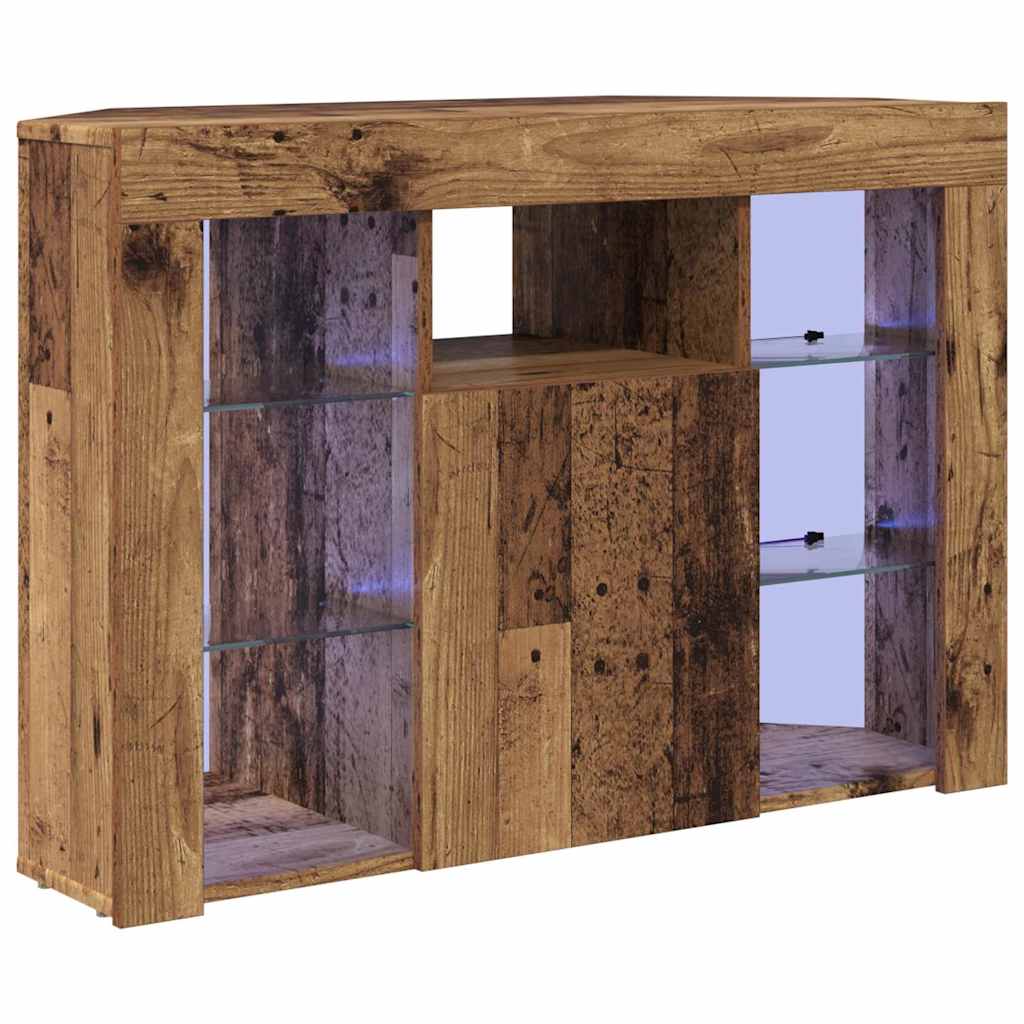 vidaXL Kątowa szafka LED pod telewizor 100x40x68cm Stare drewno