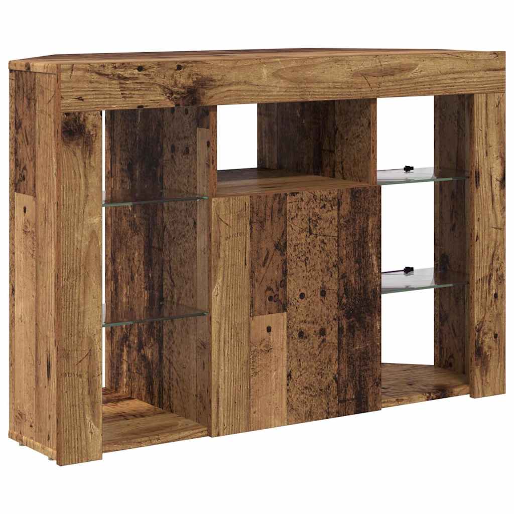 vidaXL Kątowa szafka LED pod telewizor 100x40x68cm Stare drewno