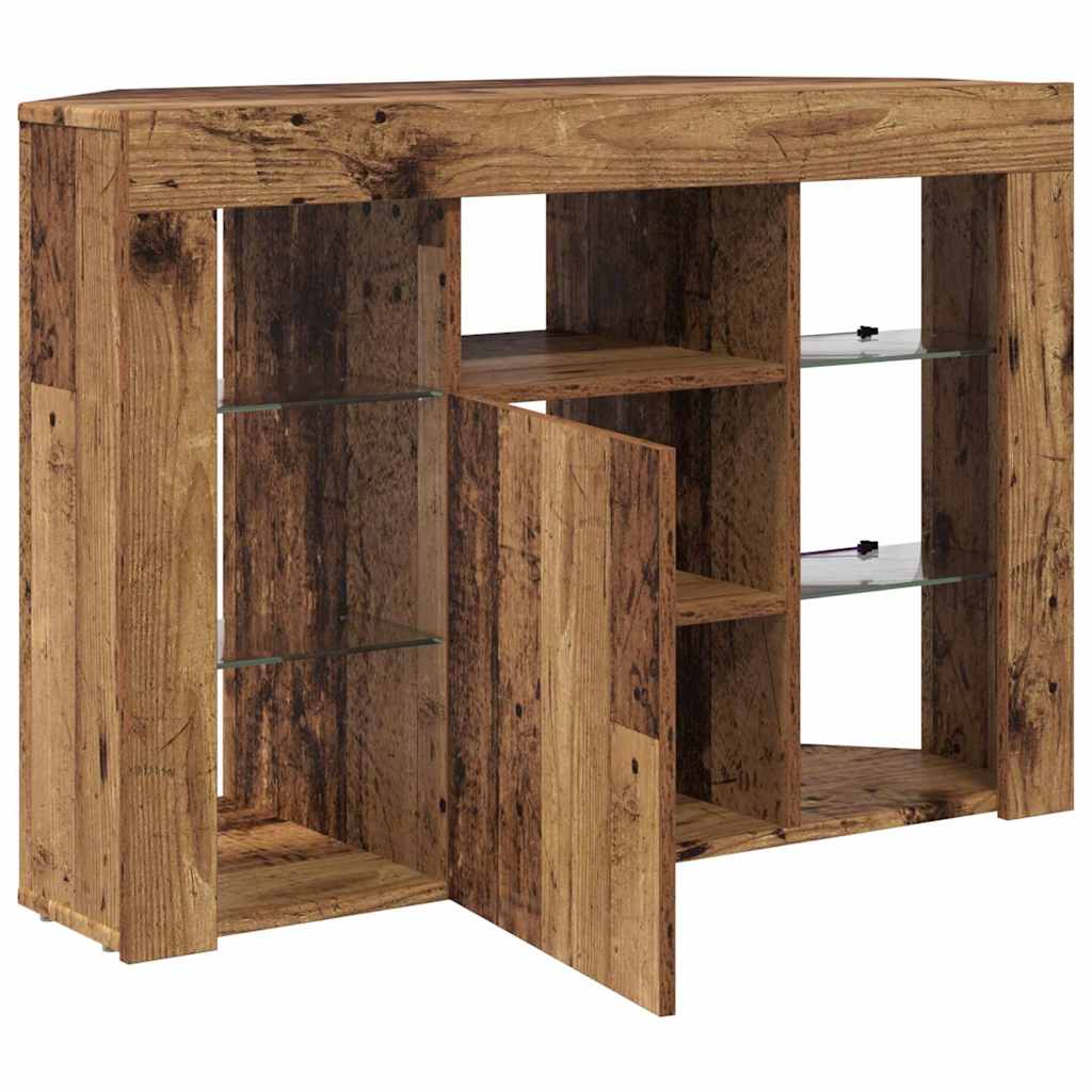 vidaXL Kątowa szafka LED pod telewizor 100x40x68cm Stare drewno