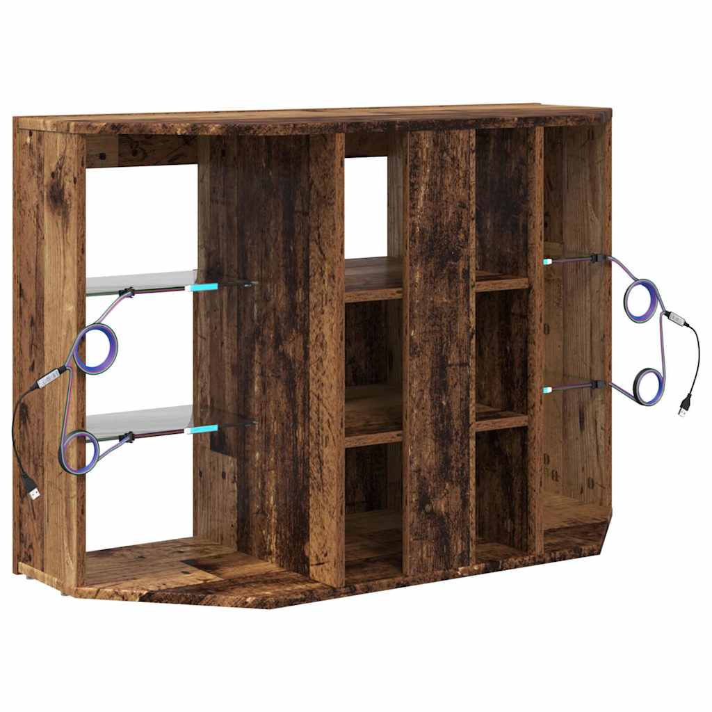 vidaXL Kątowa szafka LED pod telewizor 100x40x68cm Stare drewno